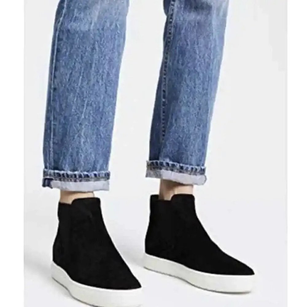 Vince Womens Size 6.5 Newlyn Suede High-Top Fashion Sneakers in Black S5